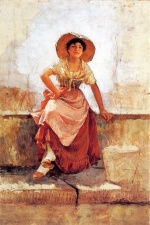 Frank Duveneck - paintings - Florentine Flower Girl