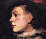 Frank Duveneck - Peintures - Profil d´une jeune fille avec chapeau