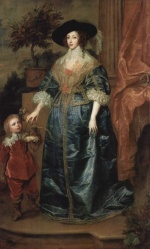 Anthonis van Dyck - Peintures - Portrait de la reine Henriette-Marie avec naine Sir Jeffrey Hudson