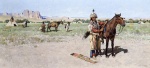 Henry Farny - painting - Saddling Up