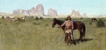 Henry Farny - painting - Warrior and Teepees