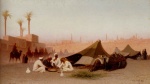 Charles Théodore Frère - Peintures - Un repas en  fin d'après midi  dans un campement au Caire