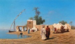 Charles Théodore Frère - Peintures - Un village sur les rives du Nil