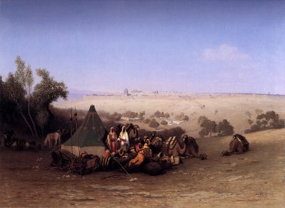 An Arab Encampment on The Mount of Olives with Jerusalem Beyond