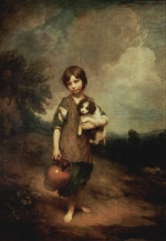 Thomas Gainsborough - Bilder Gemälde - Dorfmädchen mit Hund und Henkelkrug