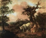 Thomas Gainsborough - Peintures - Bûcheron courtisant une laitière