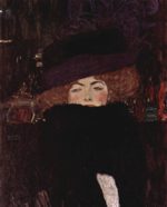 Gustav Klimt - Peintures - Dame avec chapeau et boa de plumes