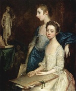 Thomas Gainsborough - Bilder Gemälde - Portrait von Molly und Peggy mit Zeichenutensilien