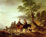 Thomas Gainsborough - paintings - Open Landscape with Mounted Peasants