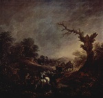 Thomas Gainsborough - Peintures - Coucher de soleil (les chevaux de trait se désaltèrent)