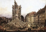 Bernardo Bellotto - Peintures - Les Ruines de la vieille église de la croix à Dresde