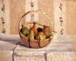 Camille  Pissarro  - Peintures - Pommes et poires dans un panier rond