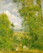 Camille  Pissarro  - Peintures - Repos dans les bois à Pontoise