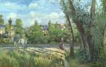 Camille Pissarro  - Bilder Gemälde - Sunlight on the Road (Pontoise)