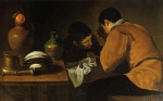 Diego Vélasquez  - Peintures - Deux jeunes hommes à une table