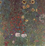 Gustav Klimt - Peintures - Jardin à la campagne avec tournesols 