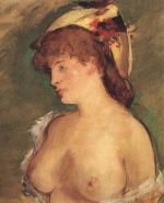Edouard Manet  - Bilder Gemälde - Blonde Woman with Bare Breasts