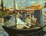 Edouard Manet  - Bilder Gemälde - Claude Monet working on his Boat in Argenteuil