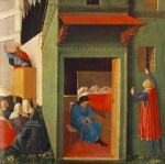 Fra Angelico  - Bilder Gemälde - Giving Dowry to Three Poor Girls