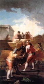 Francisco de Goya  - Peintures - Combat avec un jeune taureau