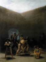 Francisco de Goya  - Peintures - La cour d'un asile de fous