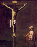 Bild:St Luke as a painter before Christ on the Cross