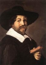 Frans Hals  - Bilder Gemälde - Portrait of a Man Holding a Book
