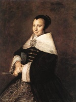 Frans Hals  - Bilder Gemälde - Portrait of a Seated Woman Holding a Fan