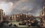 Canaletto  - Bilder Gemälde - The Grand Canal with the Rialto Bridge in the Background