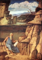 Giovanni Bellini - Bilder Gemälde - St Jerome Reading in the Countryside