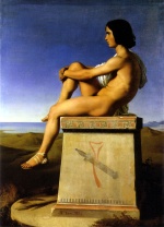 Hippolyte Flandrin - paintings - Polites, Son of Priam, Observes the Movements of the Greeks