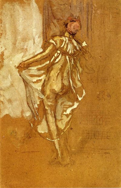 A Dancing Woman in a Pink Robe  Seen from the Back