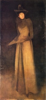 James Abbott McNeill Whistler - Peintures - Harmone en brun (Le Chapeau de feutre)