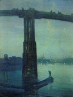 James Abbott McNeill Whistler  - Peintures - Nocturne en bleu et vert
