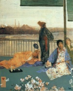 James Abbott McNeill Whistler  - paintings - Variations in Flesh Colour and Green (The Balcony)