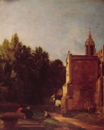 John Constable - Peintures - Un porche d´église
