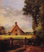 John Constable - Peintures - Une chaumière dans un champ de maïs