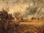 John Constable - paintings - Cottage, Rainbow, Mill
