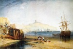 Joseph Mallord William Turner  - Peintures - Scarborough, la ville et le château (matin, garçons capturant des crabes)