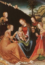 Lucas Cranach  - Peintures - Le mariage mystique de Sainte Catherine