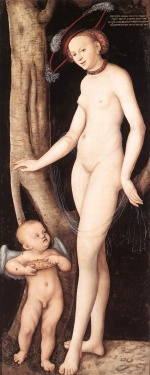 Lucas Cranach  - Peintures - Vénus et Cupidon avec un rayon de miel