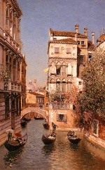 Martin Rico y Ortega - paintings - Along the Canal, Venice