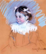 Mary Cassatt  - Bilder Gemälde - Bust of Ellen with Bows in Her Hair