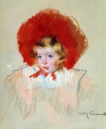 Mary Cassatt  - Peintures - Enfant au chapeau rouge