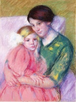 Mary Cassatt  - Peintures - Mère et enfant lisant