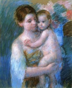 Mary Cassatt  - Bilder Gemälde - Mother Holding Her Baby