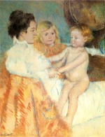 Mary Cassatt  - Peintures - Mère, Sara et le bébé