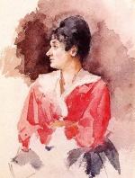 Mary Cassatt  - Peintures - Profil d'une femme italienne