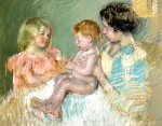 Mary Cassatt  - Peintures - Sara et sa mère avec le bébé