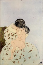 Mary Cassatt  - paintings - The Kiss